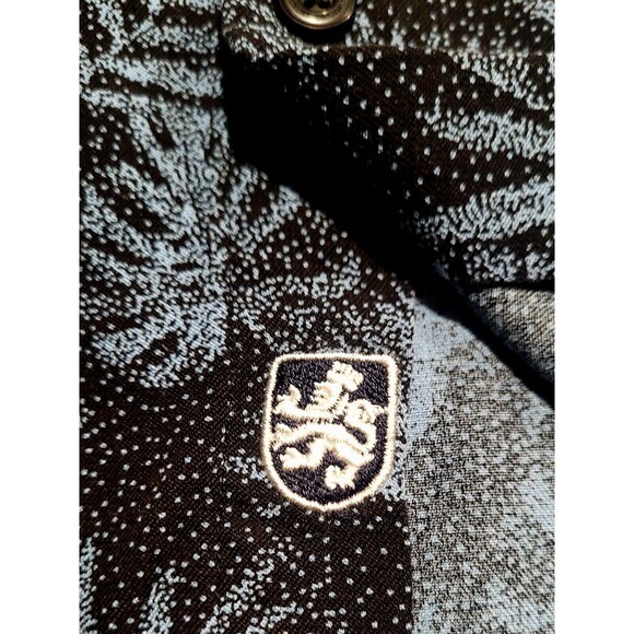 Nat Nast Luxury Originals Blue Palms Black Hawaiian Tropical L Silk Blend NWOT - Picture 9 of 12